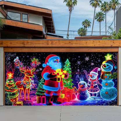 Lorva Christmas Garage Door Banner Decoration Neon Christmas Family
