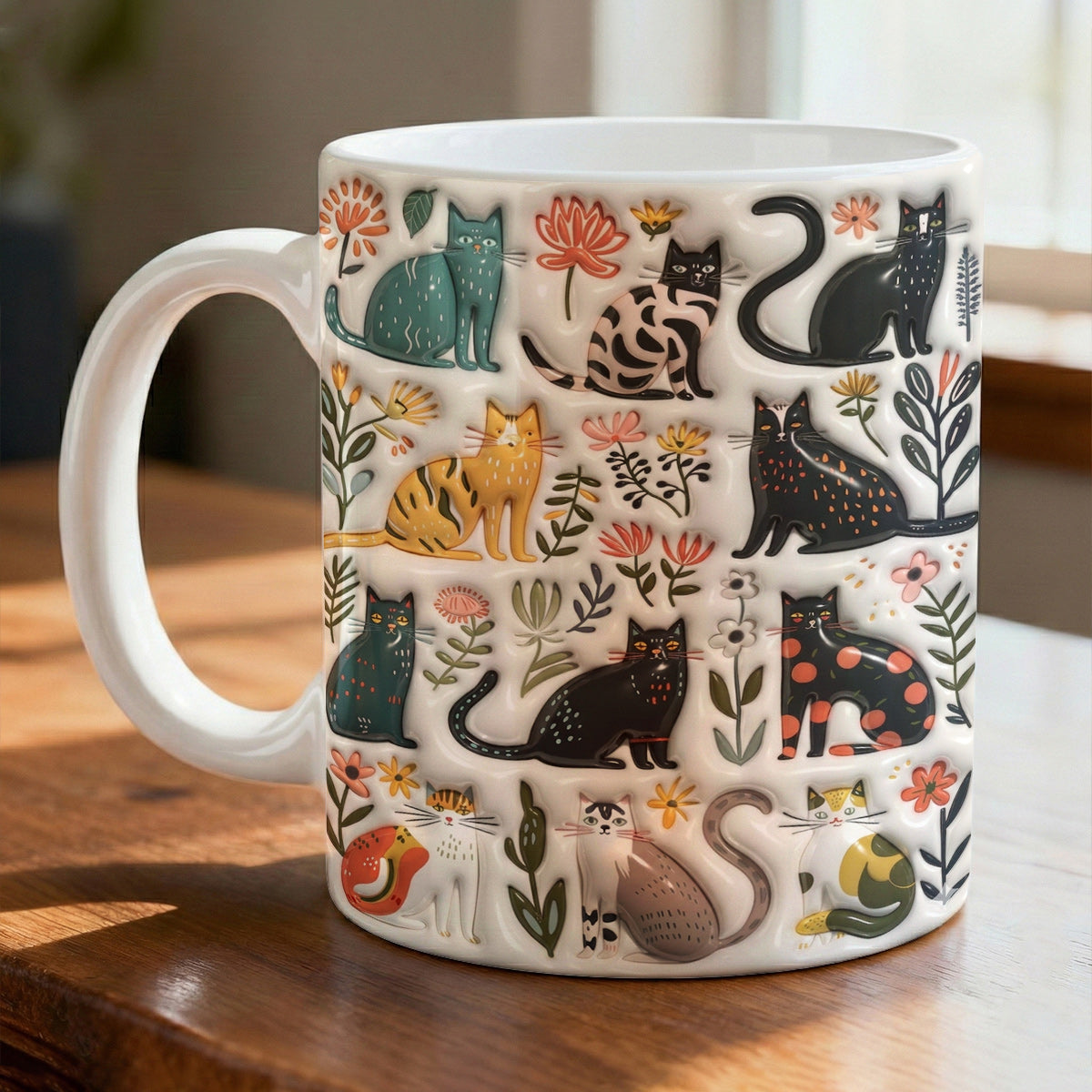 Lorva Mug Puffy Botanical Cats