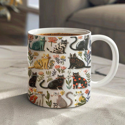 Lorva Flat Print Mug Botanical Cats