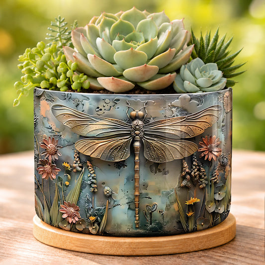 Lorva Ceramic Plant Pot Beautiful Garden Dragonfly