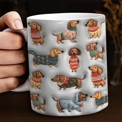 Lorva Flat Print Mug Cute Dachshunds