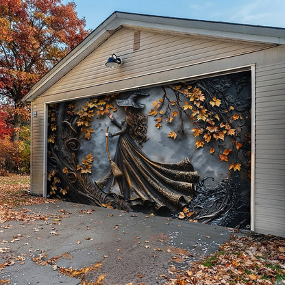 Lorva Witch Garage Door Banner Decoration Charming Autumn Witch
