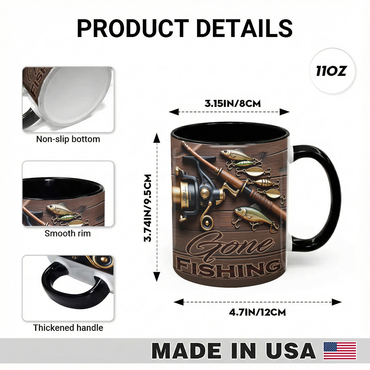 Lorva Personalized Mug Gone Fishing