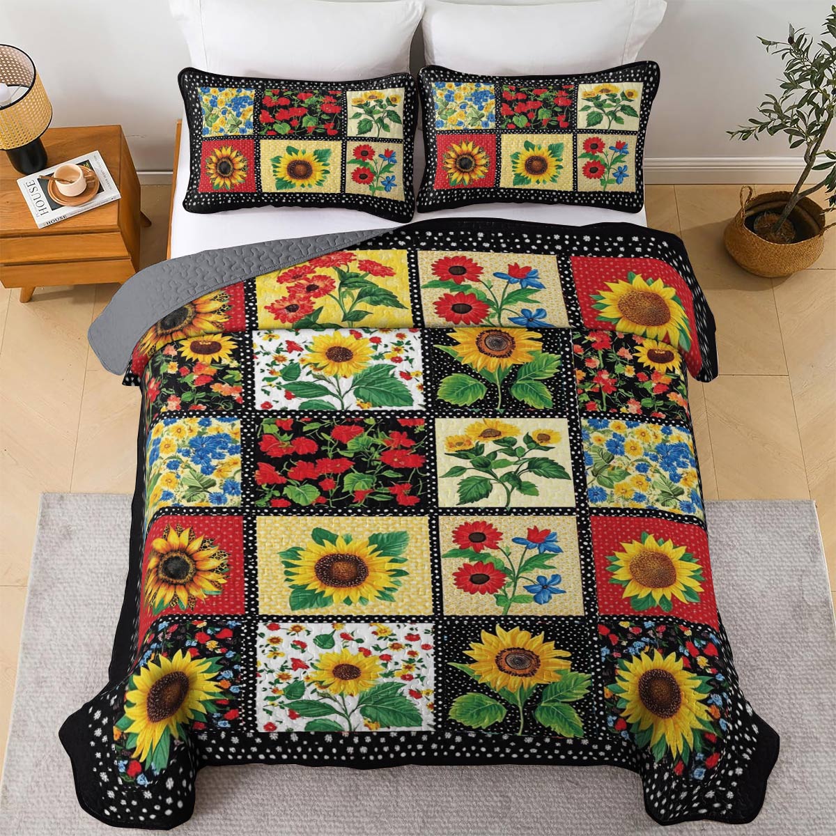 Lorva All Season Quilt 3-Piece Set Sunflower Lovely