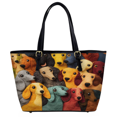 Lorva Leather Tote Bag Dachshund Kaleidoscope