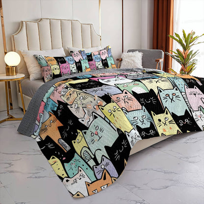 Lorva All Season Quilt 3-Piece Set Cute Kitten