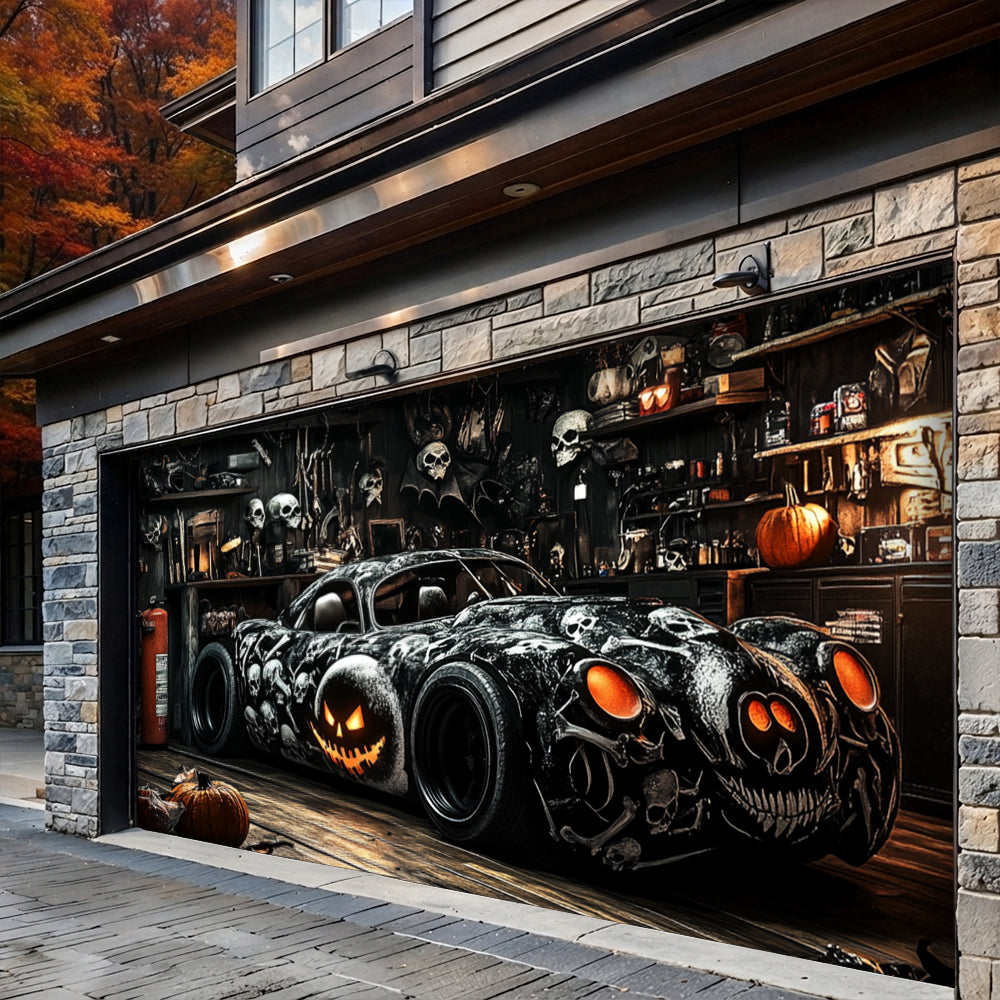 Lorva Halloween Garage Door Banner Decoration Haunted Car Garage Halloween