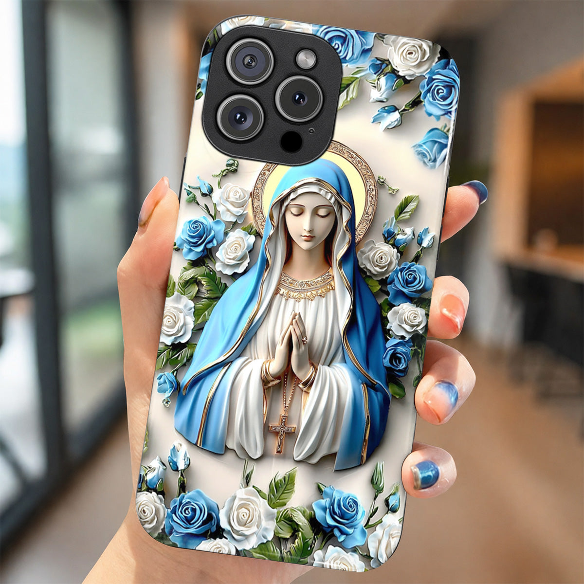 Lorva Phone Case Charming Virgin Mary Roses