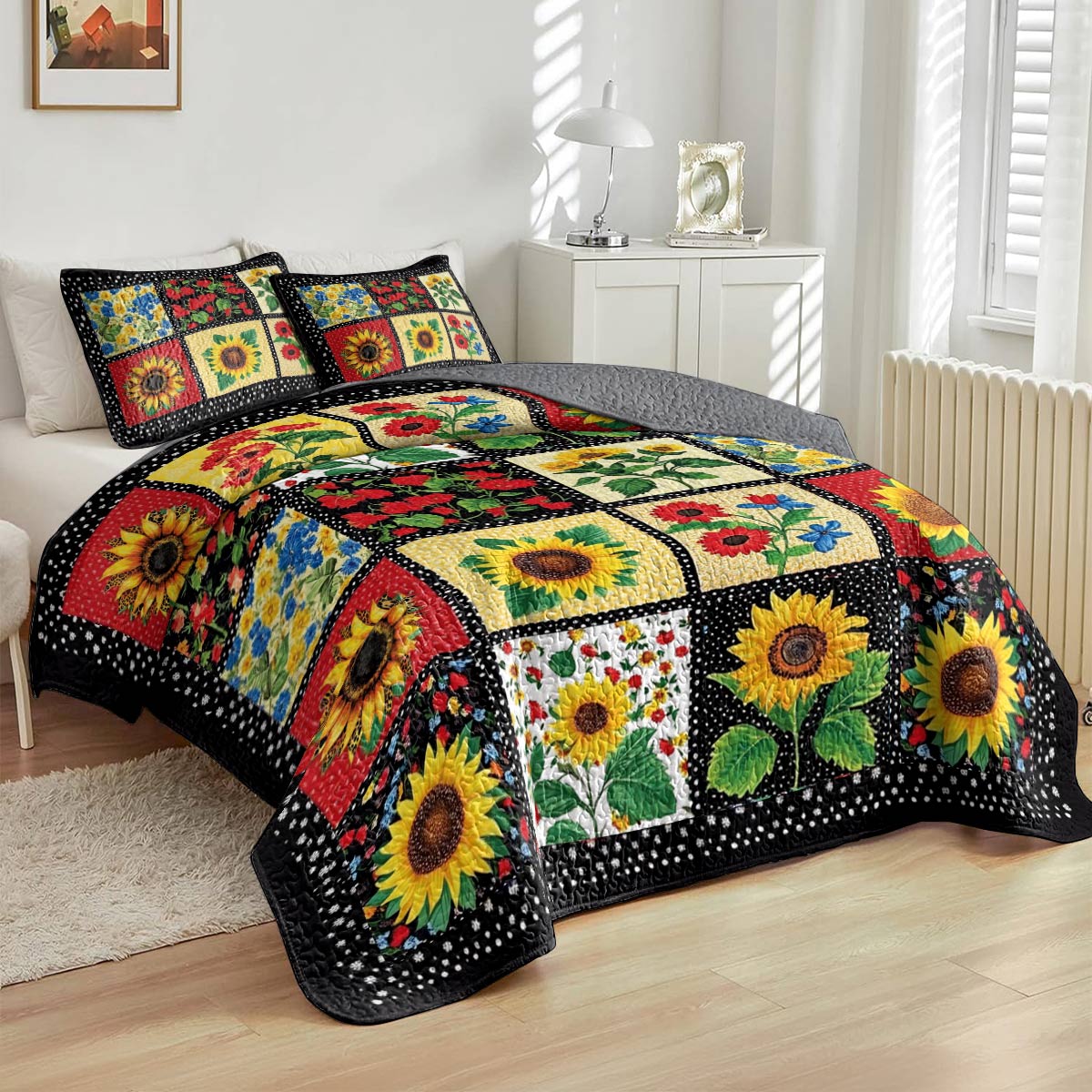Lorva All Season Quilt 3-Piece Set Sunflower Lovely