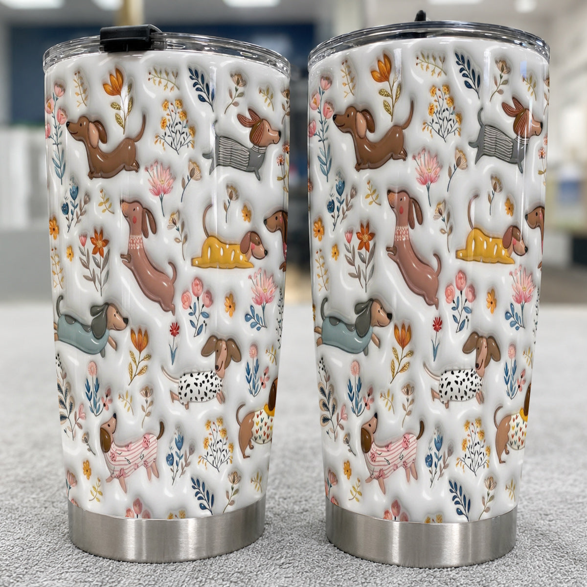 Lorva Dachshund 20Oz Tumbler Cute Field Flowers
