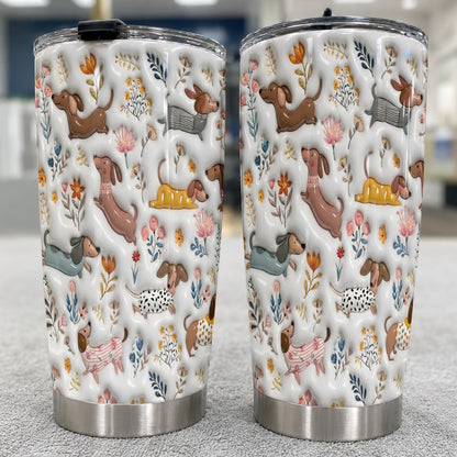 Lorva Dachshund 20Oz Tumbler Cute Field Flowers