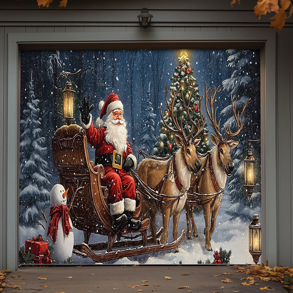 Lorva Christmas Holy Family Garage Door Banner Decoration Santa’s Rustic Christmas Retreat