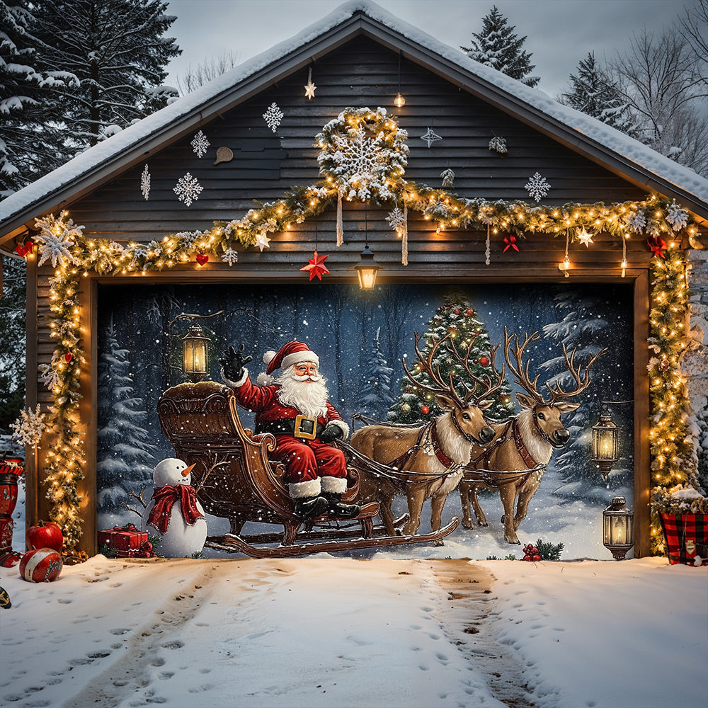 Lorva Christmas Holy Family Garage Door Banner Decoration Santa’s Rustic Christmas Retreat