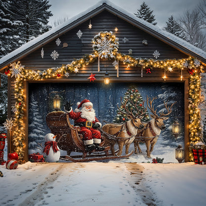 Lorva Christmas Holy Family Garage Door Banner Decoration Santa’s Rustic Christmas Retreat