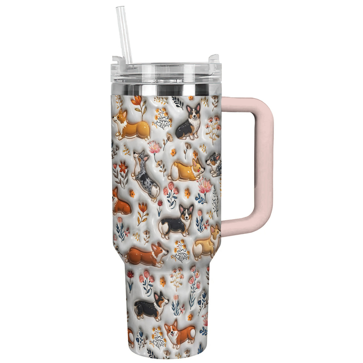 Lorva Corgi Tumbler Happy Field Flowers