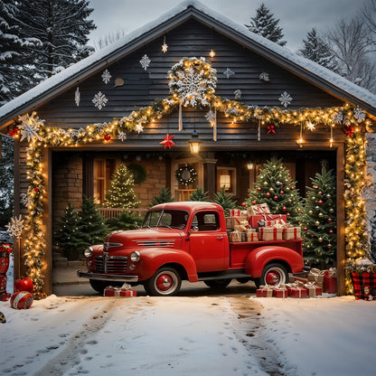 Lorva Christmas Garage Door Banner Decoration Truck Delight