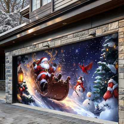 Lorva Christmas Garage Door Banner Decoration Christmas Eve Sleigh Ride