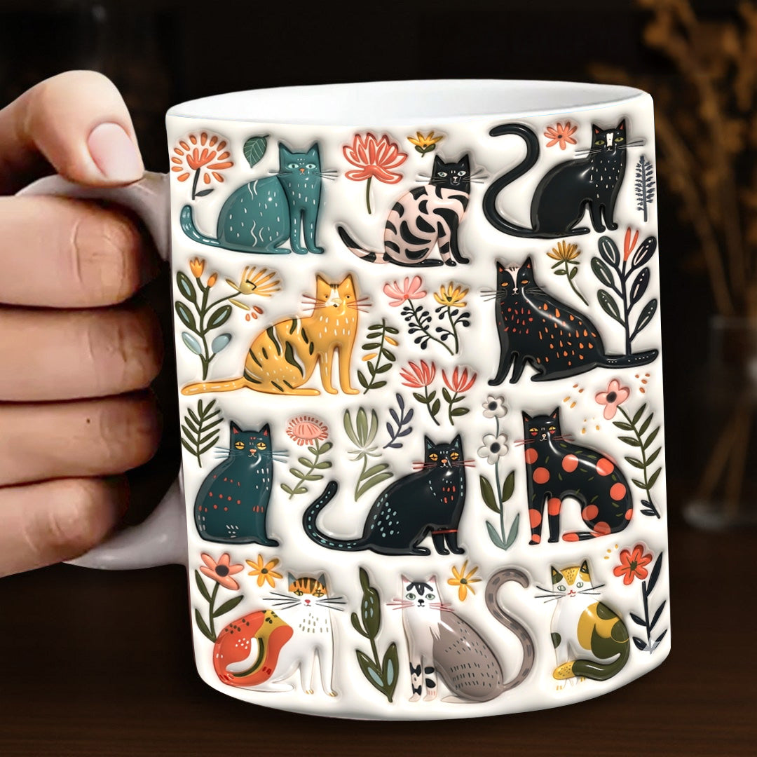 Lorva Mug Puffy Botanical Cats