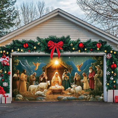 Lorva Christmas Garage Door Banner Decoration The Nativity Scene