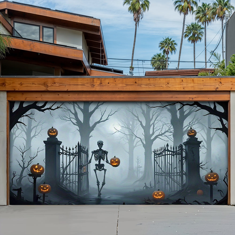 Lorva Garage Door Banner Decoration Death Skull Gate