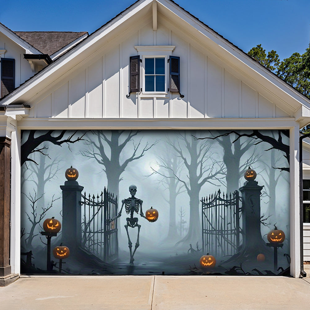 Lorva Garage Door Banner Decoration Death Skull Gate