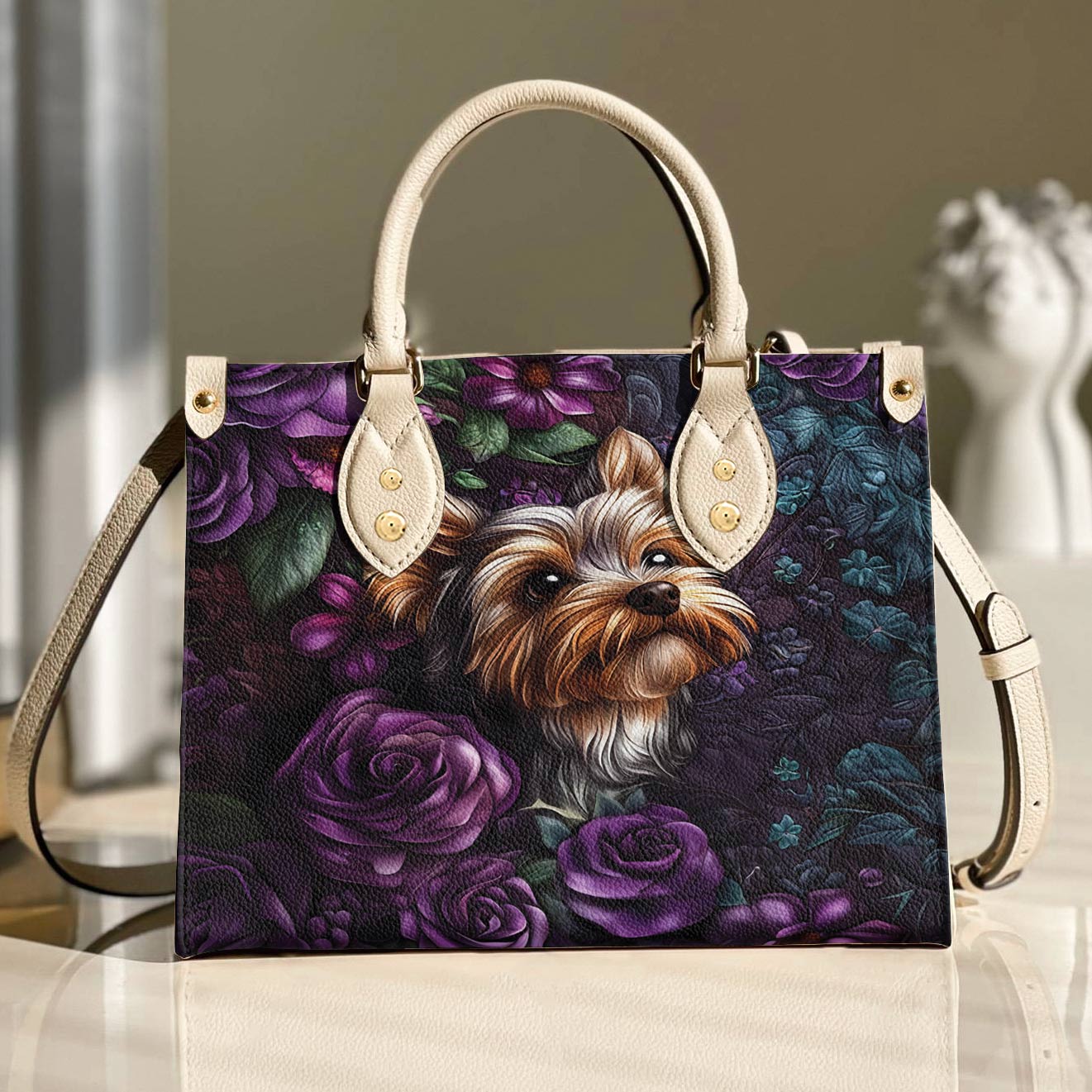 Lorva Leather Bag Velvet Yorkie Bloom