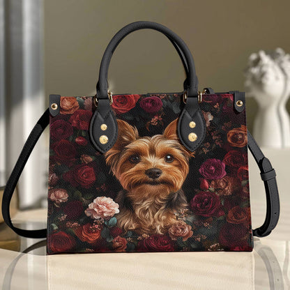 Lorva Yorkie Leather Bag Rosey Yorkie Charm