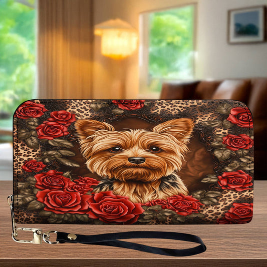Lorva Leather Wallet Gorgeous Rose Yorkie