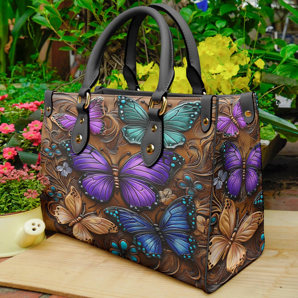 Lorva Leather Bag Colorful Butterflies
