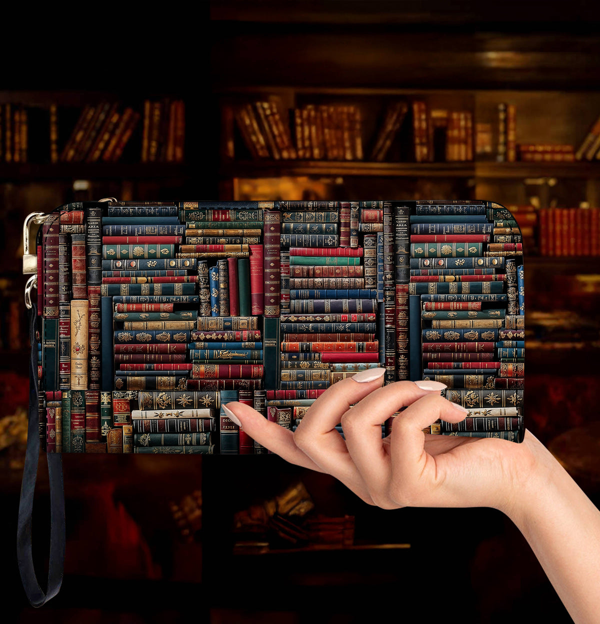 Lorva Leather Wallet Vintage Library Charm