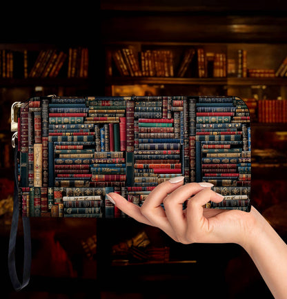 Lorva Leather Wallet Vintage Library Charm
