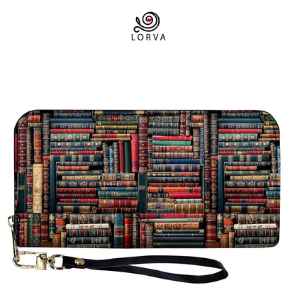 Lorva Leather Wallet Vintage Library Charm