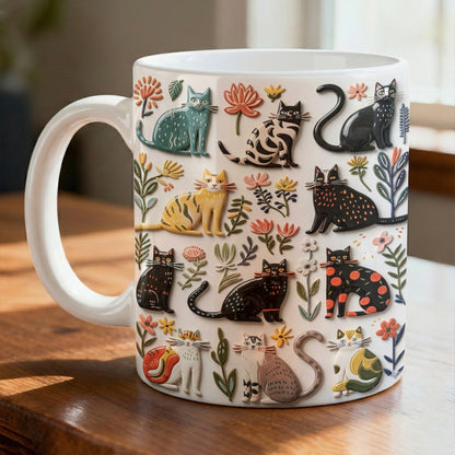 Lorva Flat Print Mug Botanical Cats