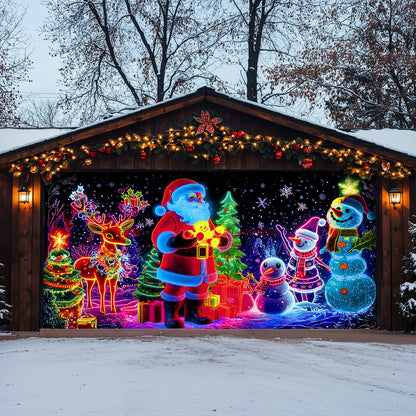 Lorva Christmas Garage Door Banner Decoration Neon Christmas Family
