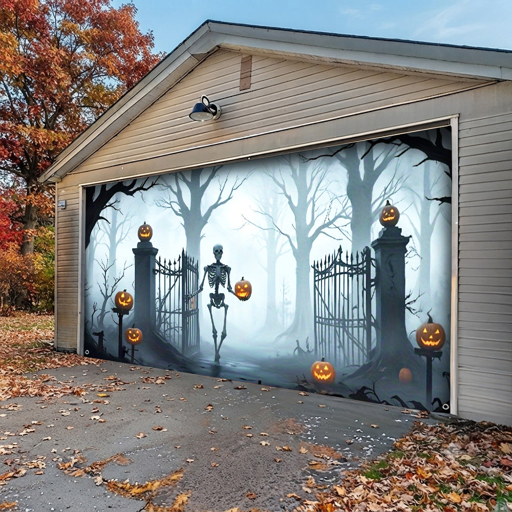 Lorva Garage Door Banner Decoration Death Skull Gate