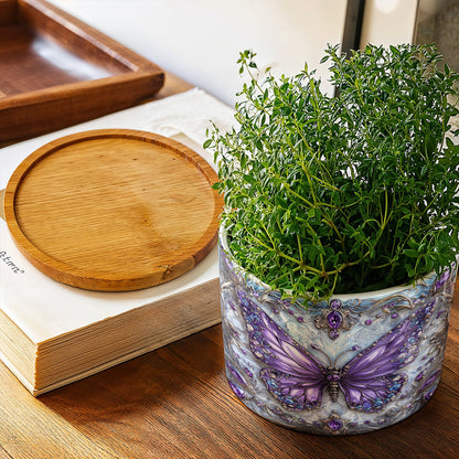 Lorva Ceramic Plant Pot Gentle Purple Butterfly