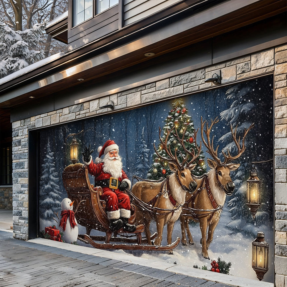 Lorva Christmas Holy Family Garage Door Banner Decoration Santa’s Rustic Christmas Retreat