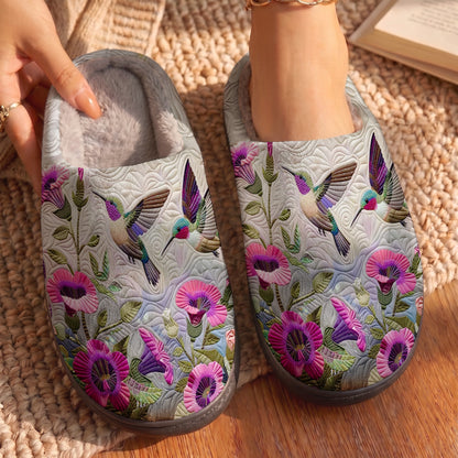 Lorva Hummingbird Fleece Lined Slippers Enchanted Hummingbird Garden
