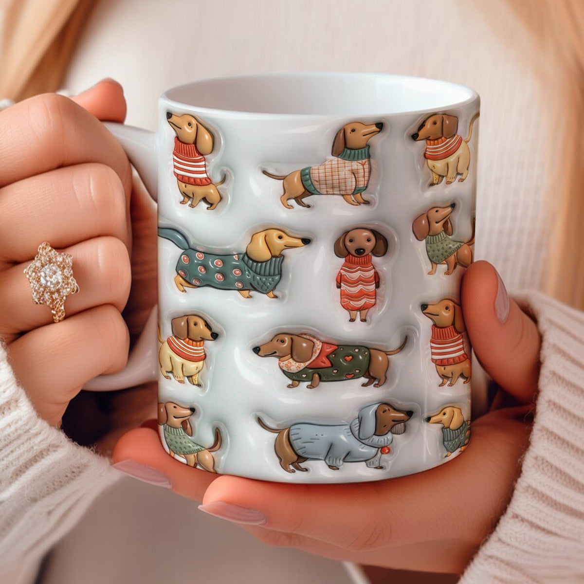 Lorva Flat Print Mug Cute Dachshunds