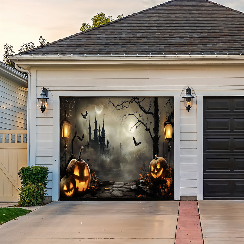 Lorva Halloween Garage Door Banner Decoration Haunted Manor Halloween