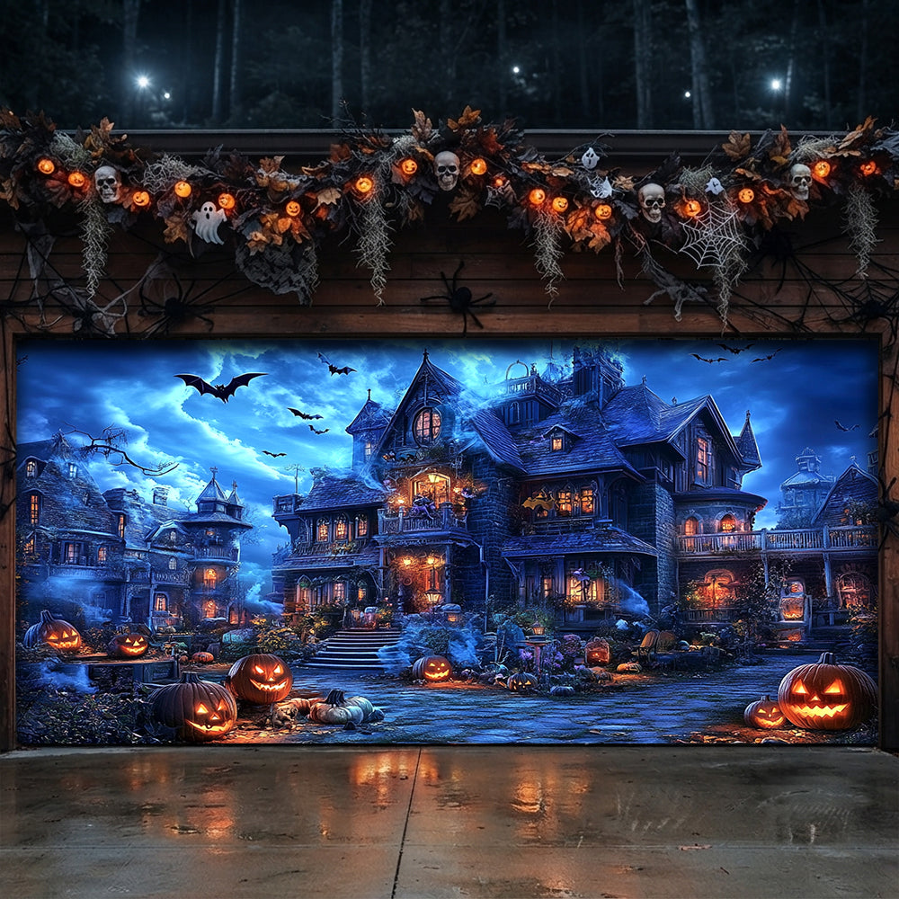 Lorva Halloween Garage Door Banner Decoration Haunted Halloween Estate
