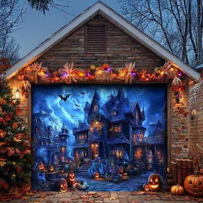 Lorva Halloween Garage Door Banner Decoration Haunted Halloween Estate