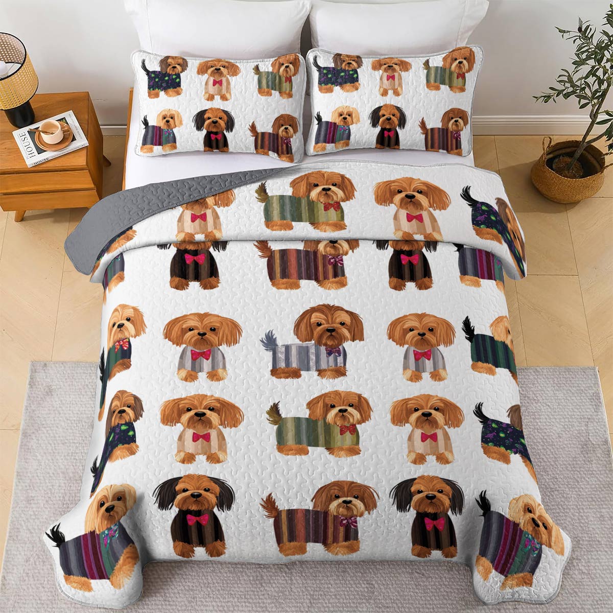Lorva All Season Quilt 3-Piece Set Fashionable Fur Babies