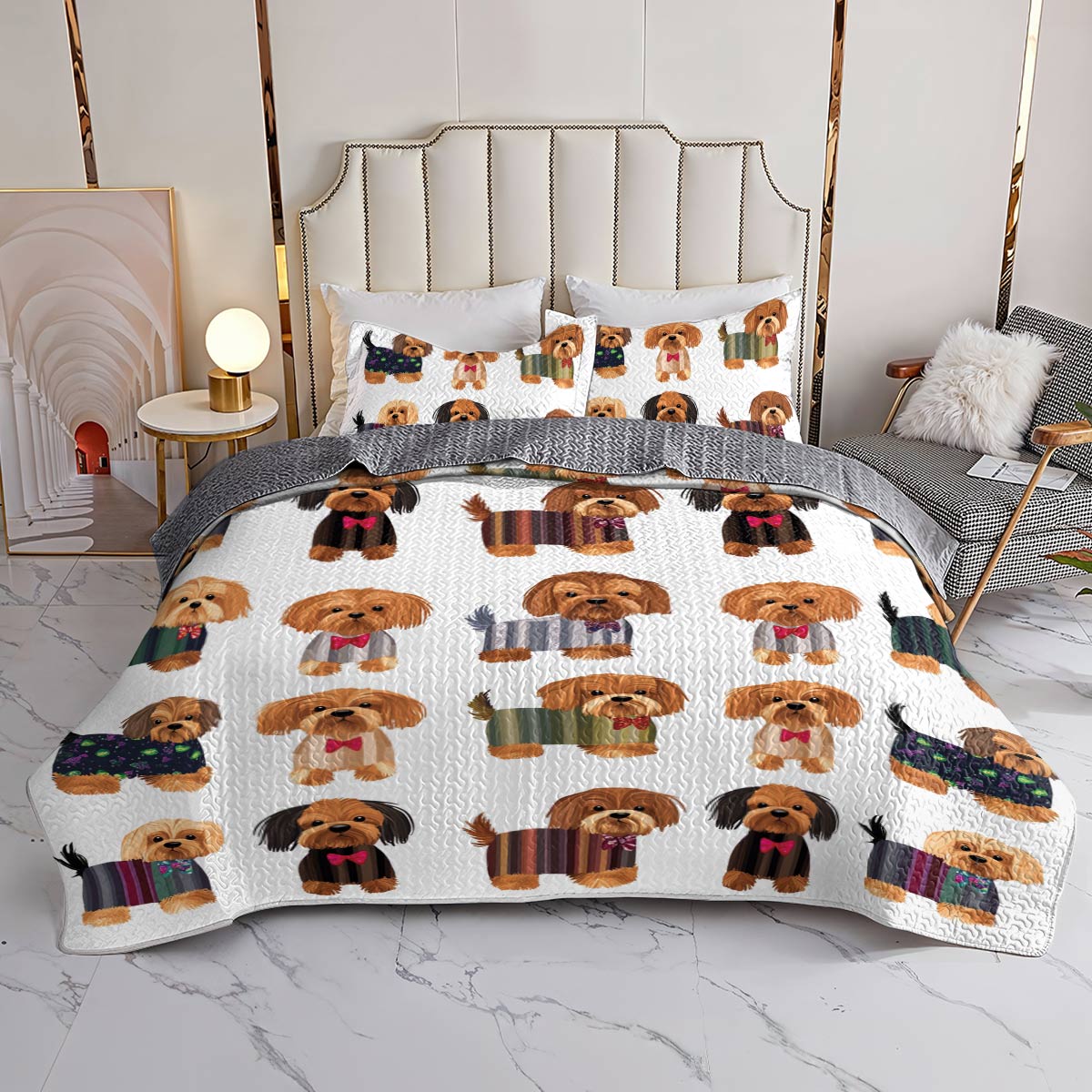 Lorva All Season Quilt 3-Piece Set Fashionable Fur Babies