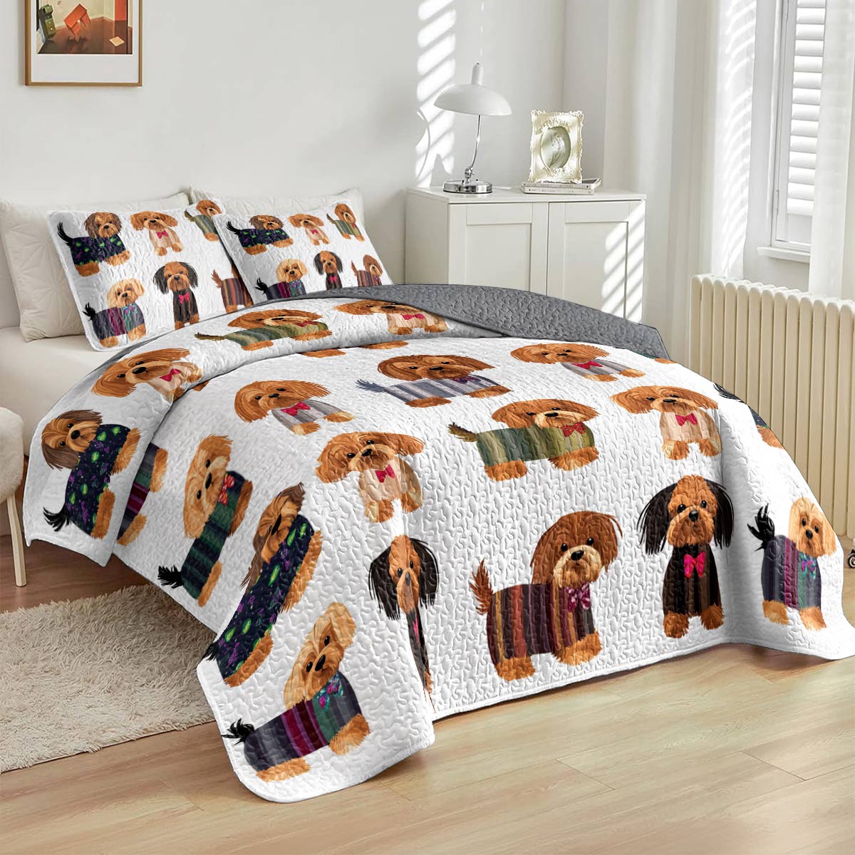 Lorva All Season Quilt 3-Piece Set Fashionable Fur Babies