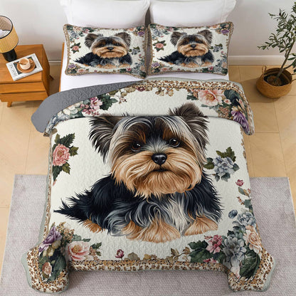 Lorva All Season Quilt 3-Piece Set Yorkshire Terrier Elegance
