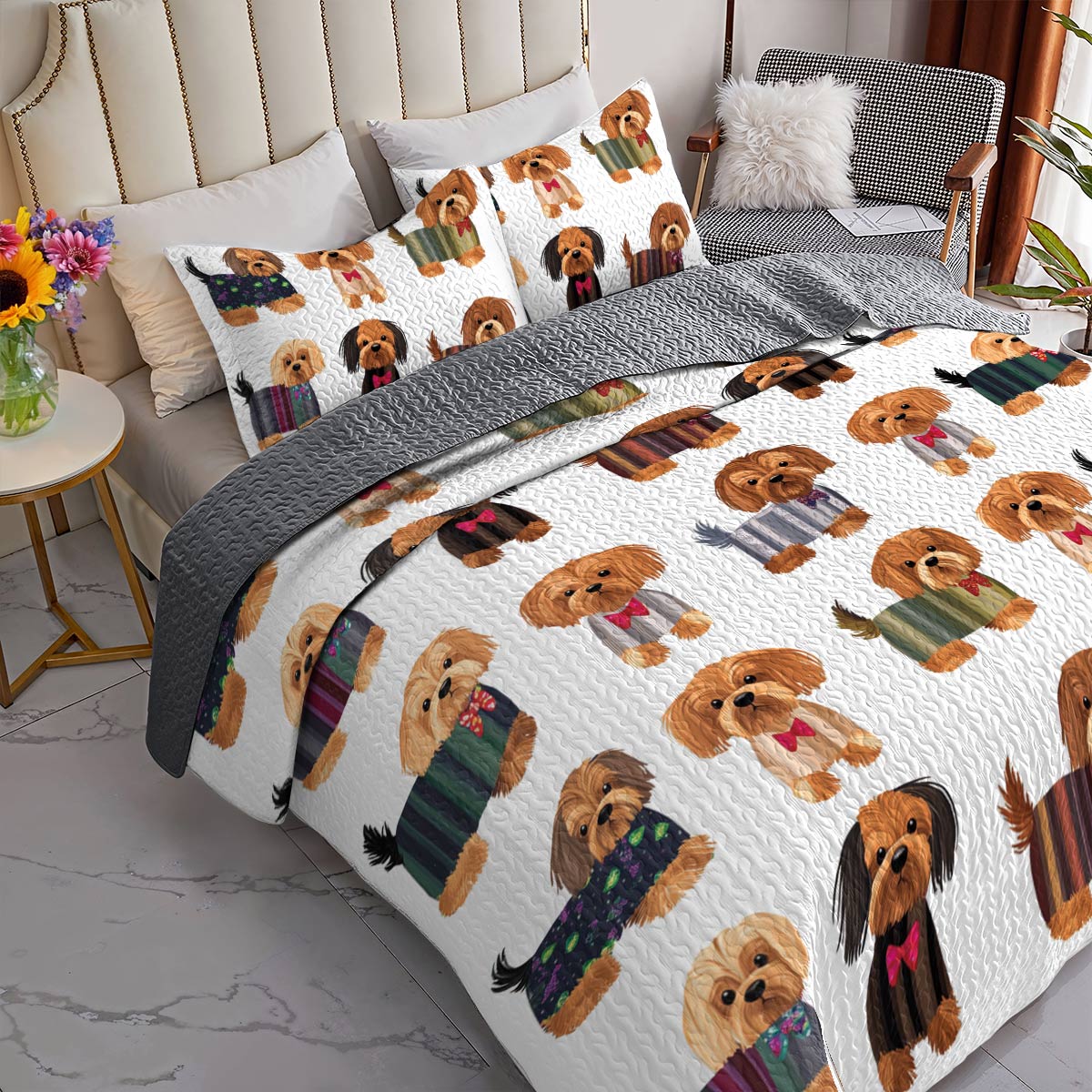 Lorva All Season Quilt 3-Piece Set Fashionable Fur Babies