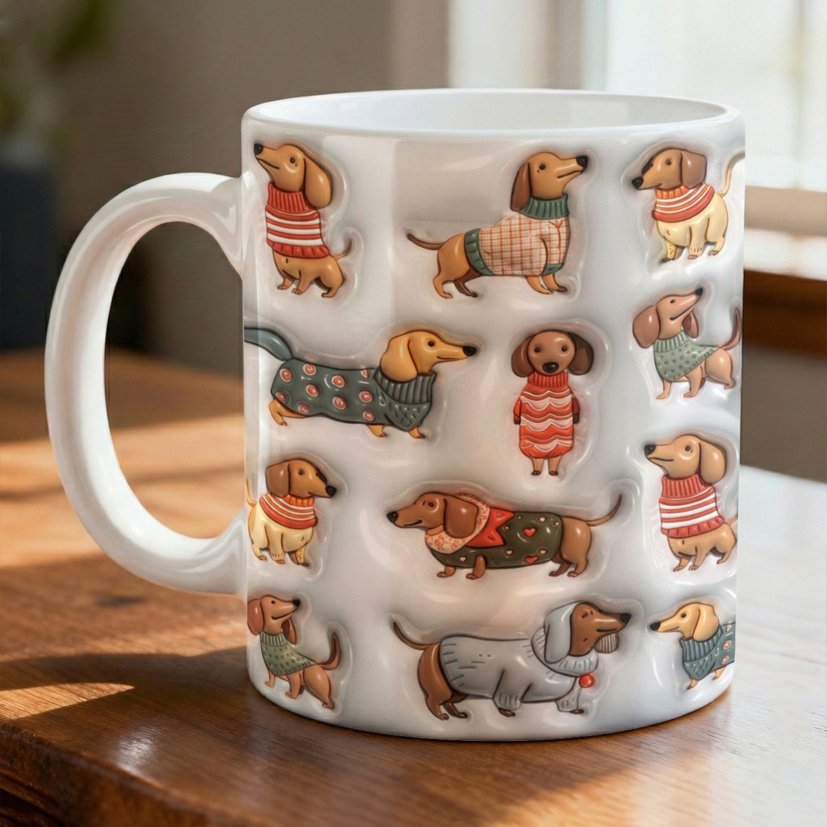 Lorva Flat Print Mug Cute Dachshunds