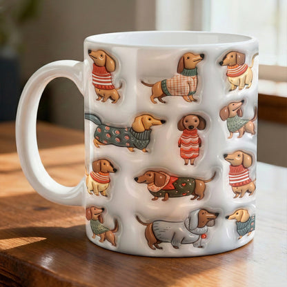 Lorva Flat Print Mug Cute Dachshunds