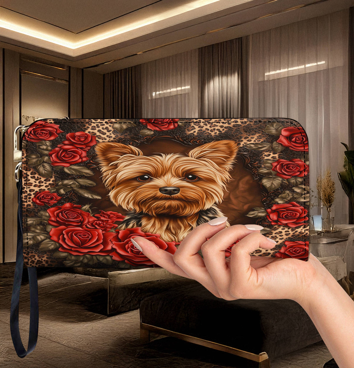 Lorva Leather Wallet Gorgeous Rose Yorkie